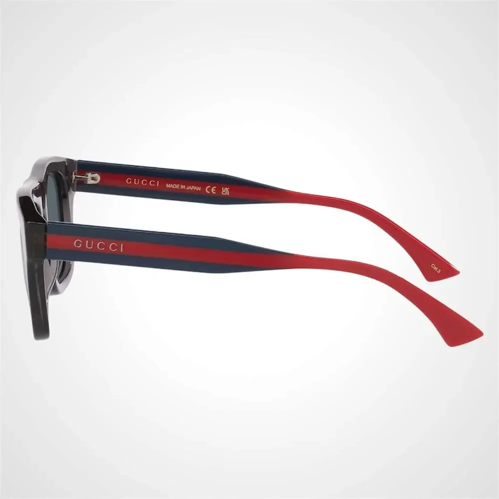 New GUCCI Sunglasses Mens 52mm Grey Square Rectangle Aviator Red Blue Web Arm - Picture 3 of 6